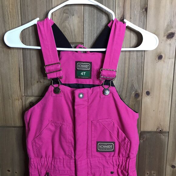 Schmidt Workwear For Kids Insulated Hot Pink Overalls Farm Barn Sz 4T - Picture 4 of 12